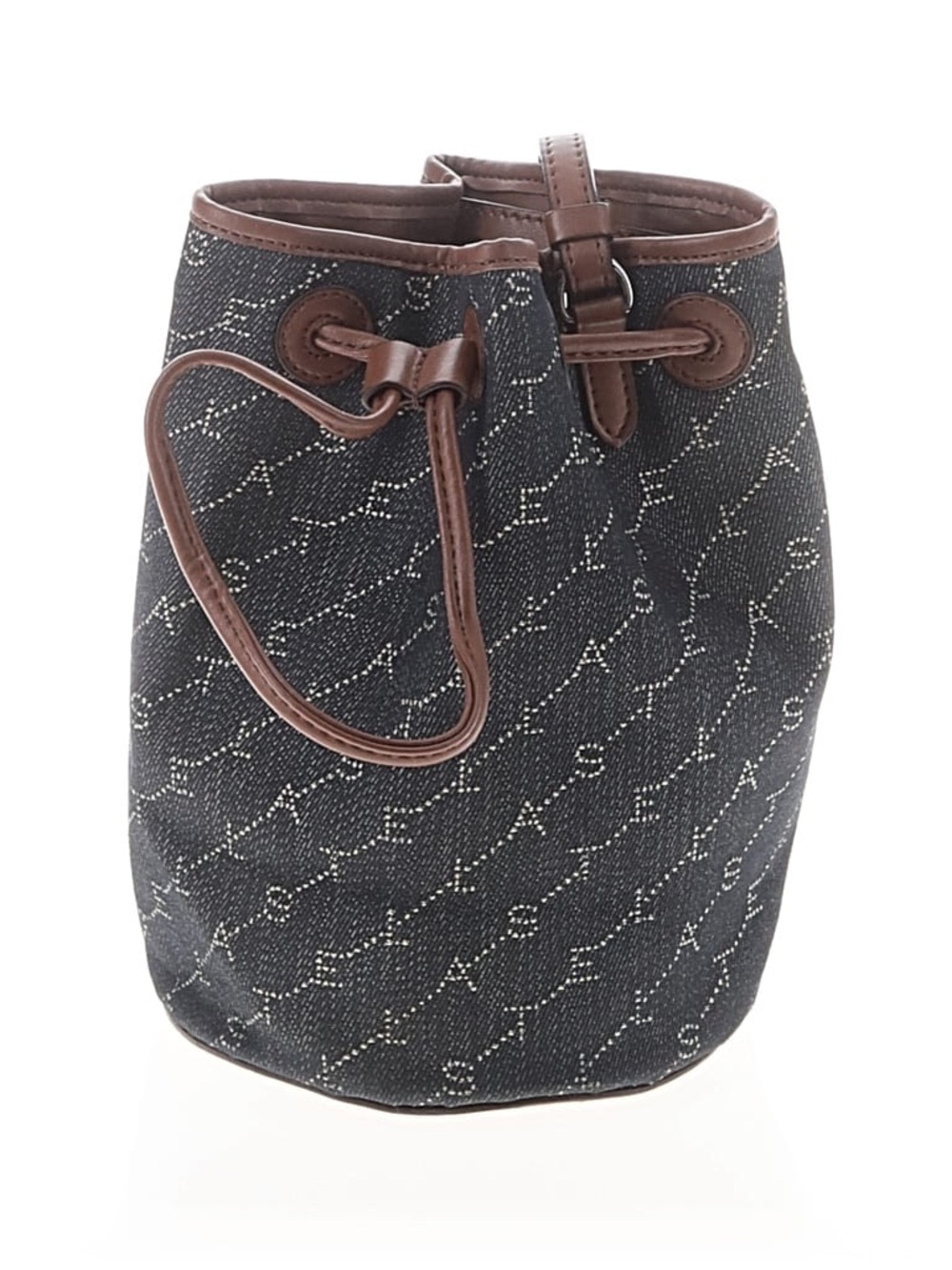 Stella McCartney Black and Brown Monogram Drawstring Hobo